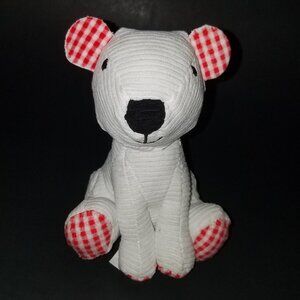 Make Believe Ideas 2021 White Plush Bear Ribbed Red Gingham Plaid 6" Stuffed Toy